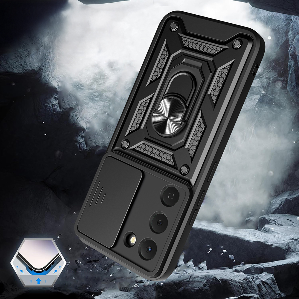 Tecno Spark 40 Pro Uyumlu Kılıf Magnetik Standlı Kamera Korumalı Zore Sürgülü Vega Kapak - 2