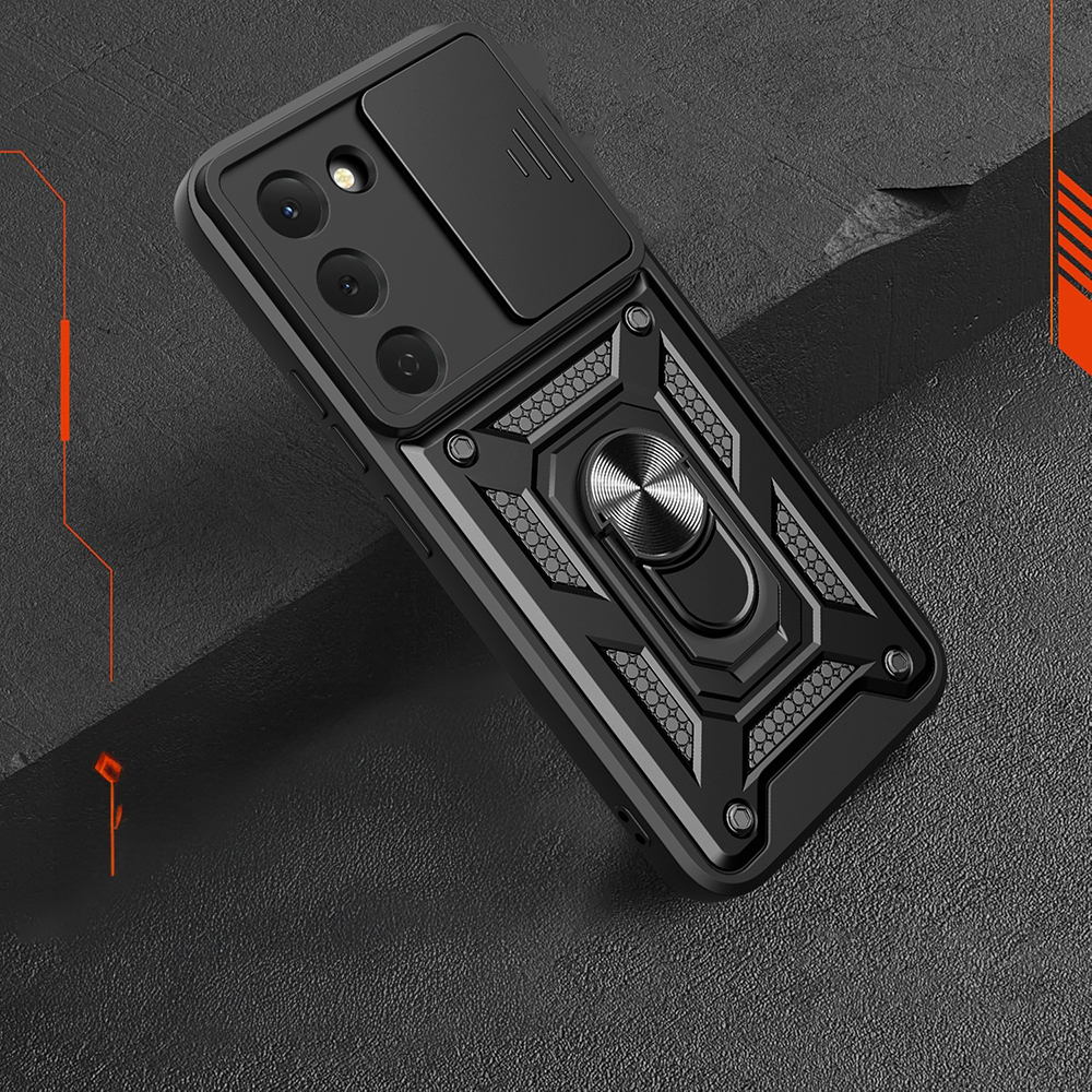 Tecno Spark 40 Pro Uyumlu Kılıf Magnetik Standlı Kamera Korumalı Zore Sürgülü Vega Kapak - 3