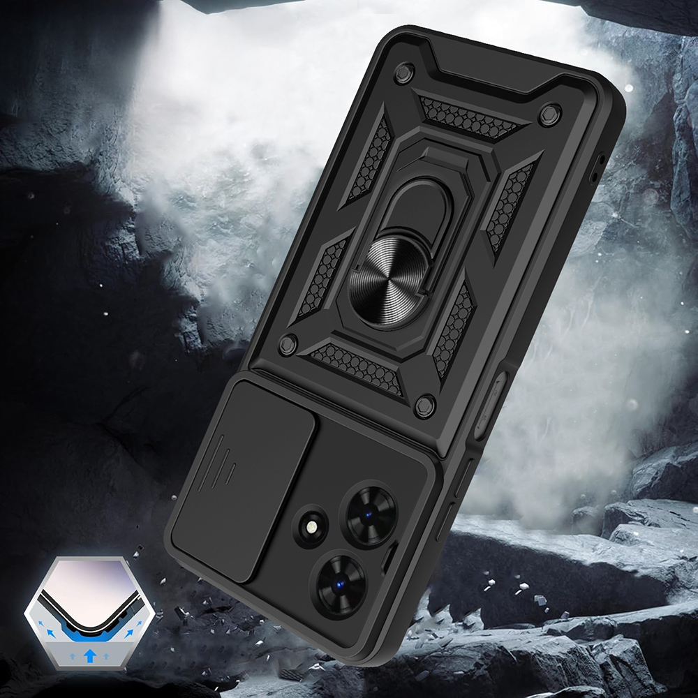 Tecno Spark Go 2 Uyumlu Kılıf Magnetik Standlı Kamera Korumalı Zore Sürgülü Vega Kapak - 2