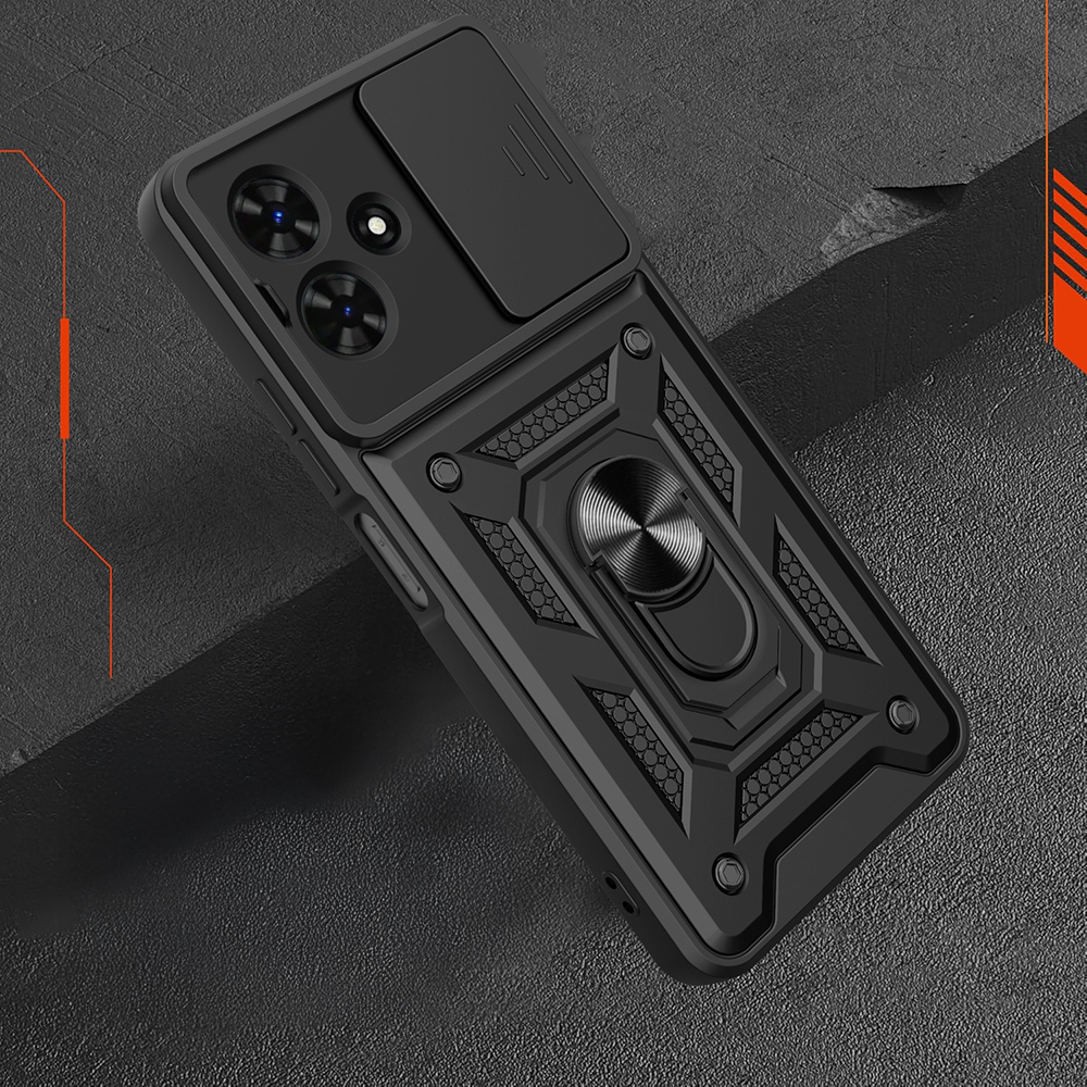 Tecno Spark Go 2 Uyumlu Kılıf Magnetik Standlı Kamera Korumalı Zore Sürgülü Vega Kapak - 4