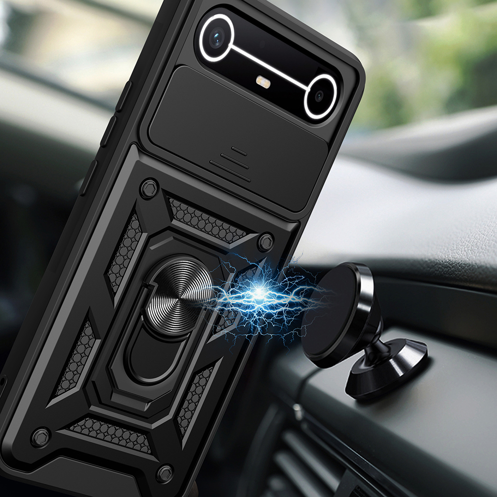 Tecno Spark Slim 5G Kılıf Magnetik Standlı Kamera Korumalı Zore Sürgülü Vega Kapak - 1