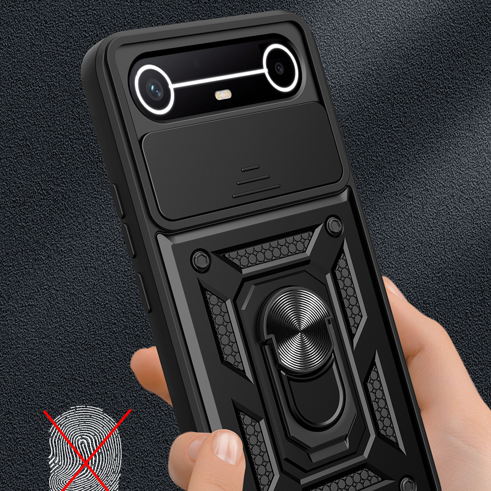Tecno Spark Slim 5G Kılıf Magnetik Standlı Kamera Korumalı Zore Sürgülü Vega Kapak - 2
