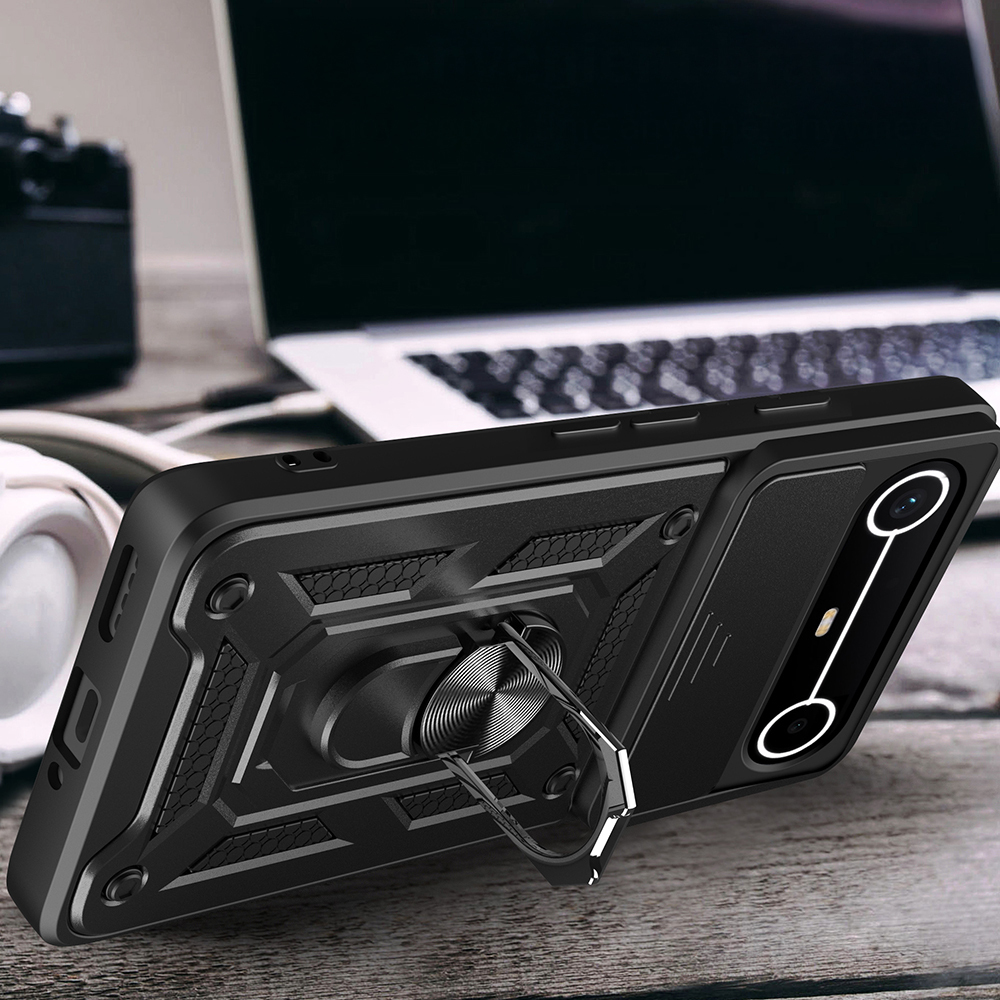 Tecno Spark Slim 5G Kılıf Magnetik Standlı Kamera Korumalı Zore Sürgülü Vega Kapak - 3