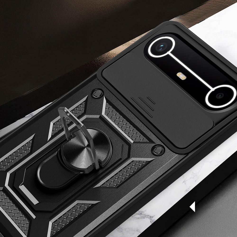Tecno Spark Slim 5G Kılıf Magnetik Standlı Kamera Korumalı Zore Sürgülü Vega Kapak - 4