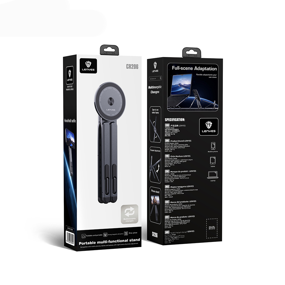 Lenyes CR206 Çok Fonksiyonlu 8 Kademeli Ayarlanabilir Magnetik Laptop & Tablet & Telefon Standı - 7