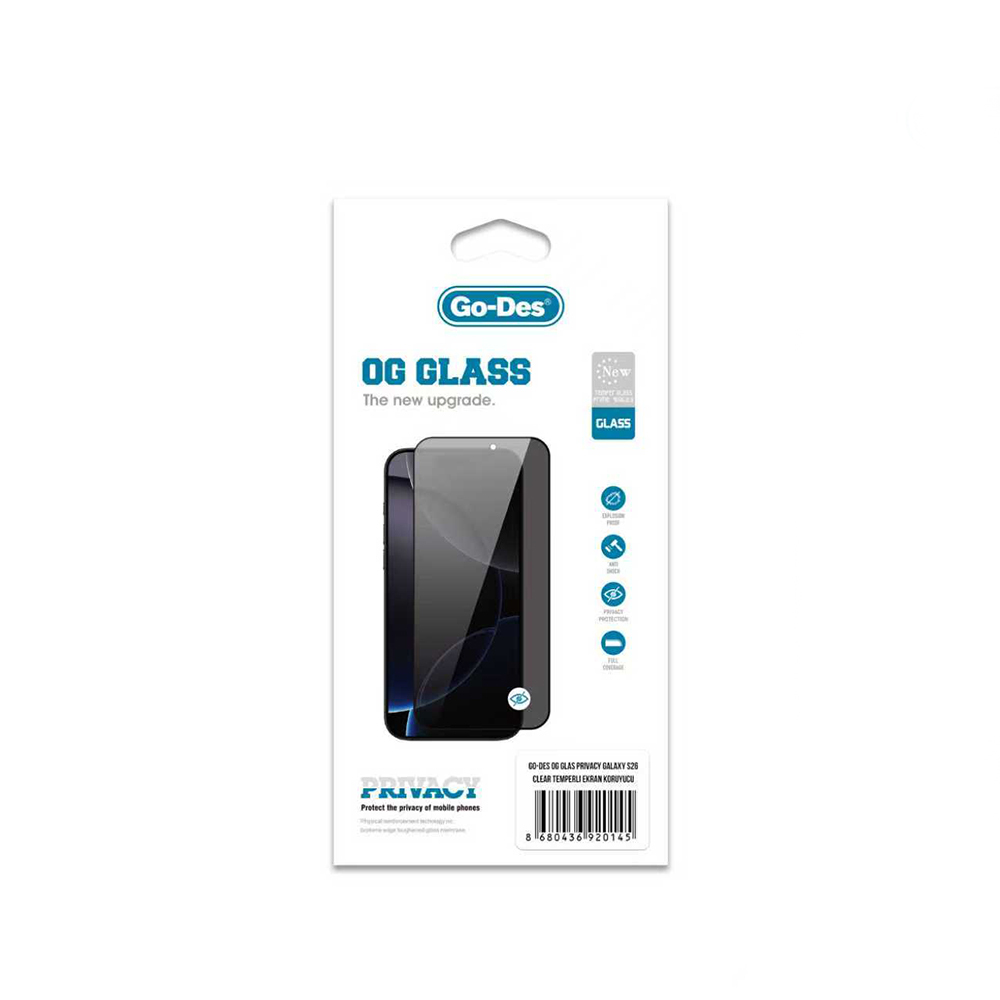 Samsung Galaxy S26 Uyumlu Go Des OG Glass Privacy Antistatik Temperli Cam Ekran Koruyucu - 1