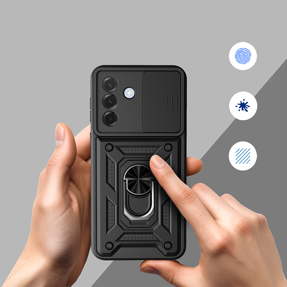 Samsung Galaxy A37 Uyumlu Kılıf Magnetik Standlı Kamera Korumalı Zore Sürgülü Vega Kapak - 3