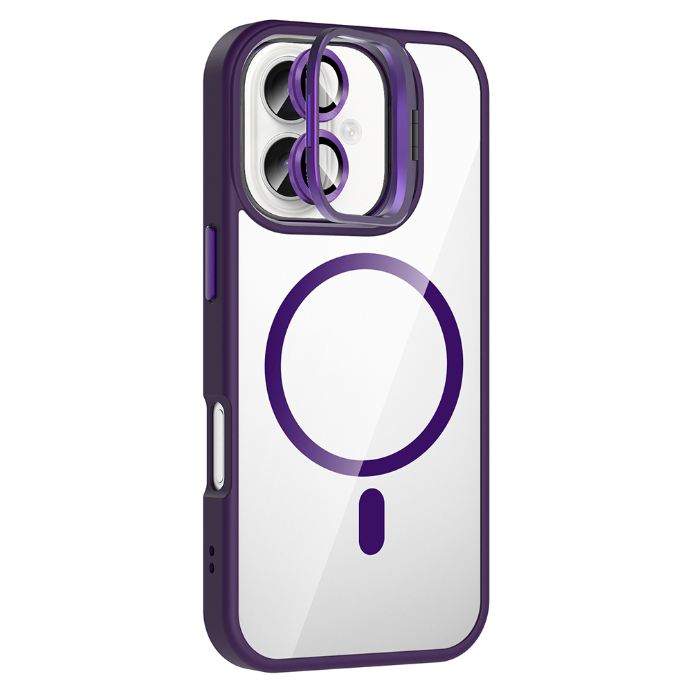 Apple iPhone 17 Uyumlu Kılıf Standlı ve Kamera Lens Hediyeli M-Safe Şarj Özellikli Zore Etro Kapak - 1