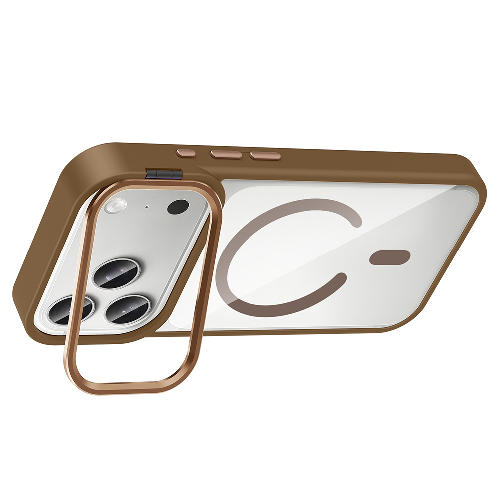 Apple iPhone 17 Pro Uyumlu Kılıf Standlı ve Kamera Lens Hediyeli M-Safe Şarj Özellikli Zore Etro Kapak - 10