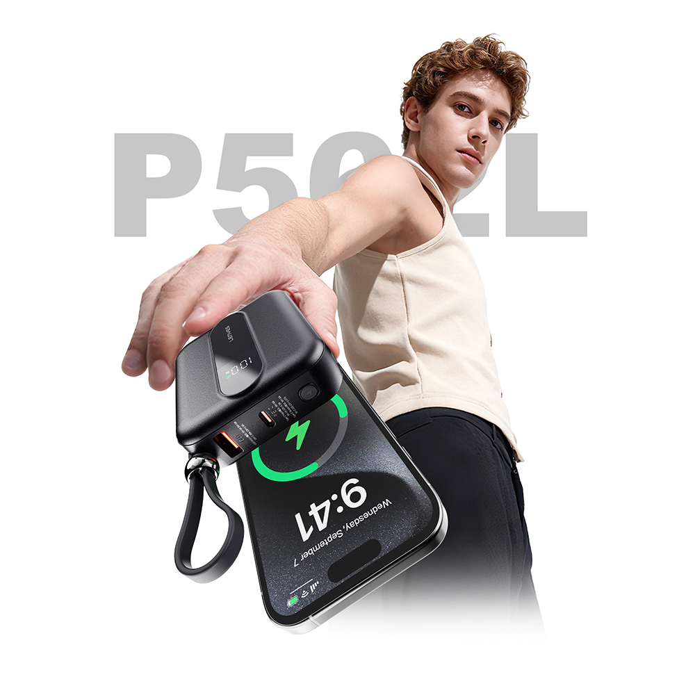 Lenyes P562L Dijital LED Göstergeli Type-C ve Lightning Kablolu Powerbank 22.5W 10000mAh - 5