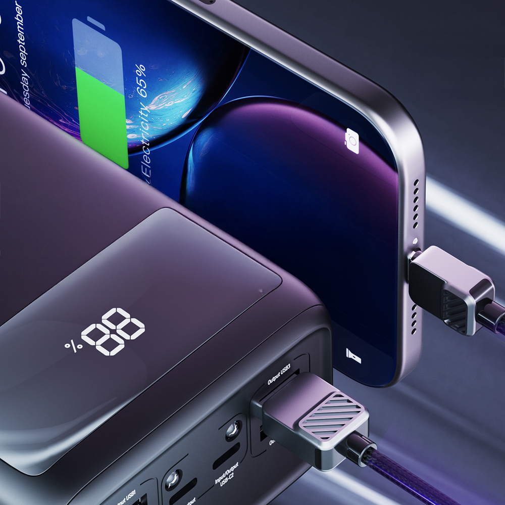 Lenyes PX591D Pro Hızlı Şarj Özellikli Dijital LED Göstergeli Taşınabilir Powerbank 65W 50000mAh - 1