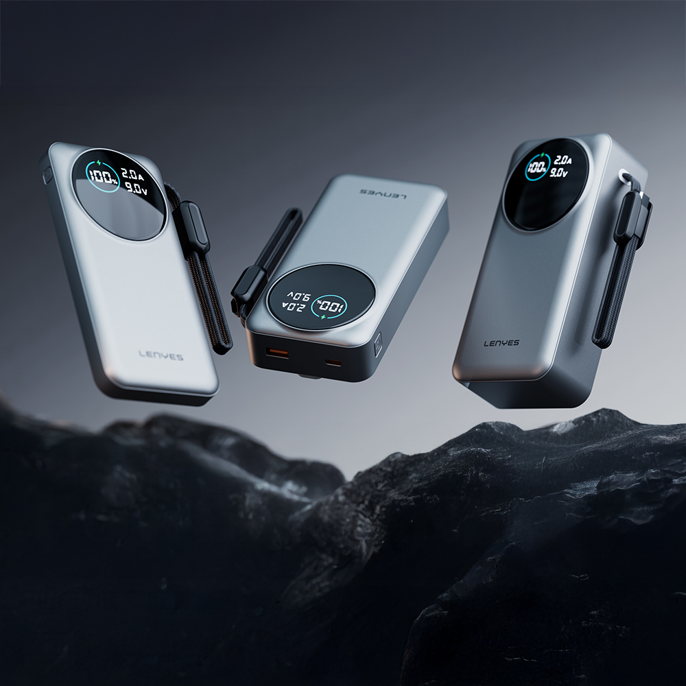 Lenyes PX1004D Dijital LED Ekranlı Lightning Kablolu Powerbank 22.5W 10.000mAh - 1