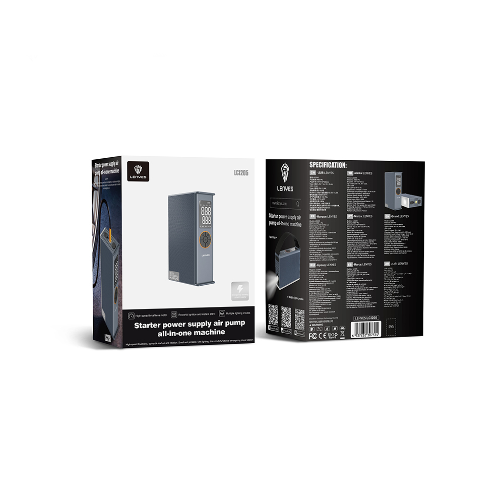 Lenyes LCI205 LED Işıklı Araç Akü Acil Durum Takviye Güç Kaynağı ve Hava Kompresörü 12V 100W 7200mAh - 6