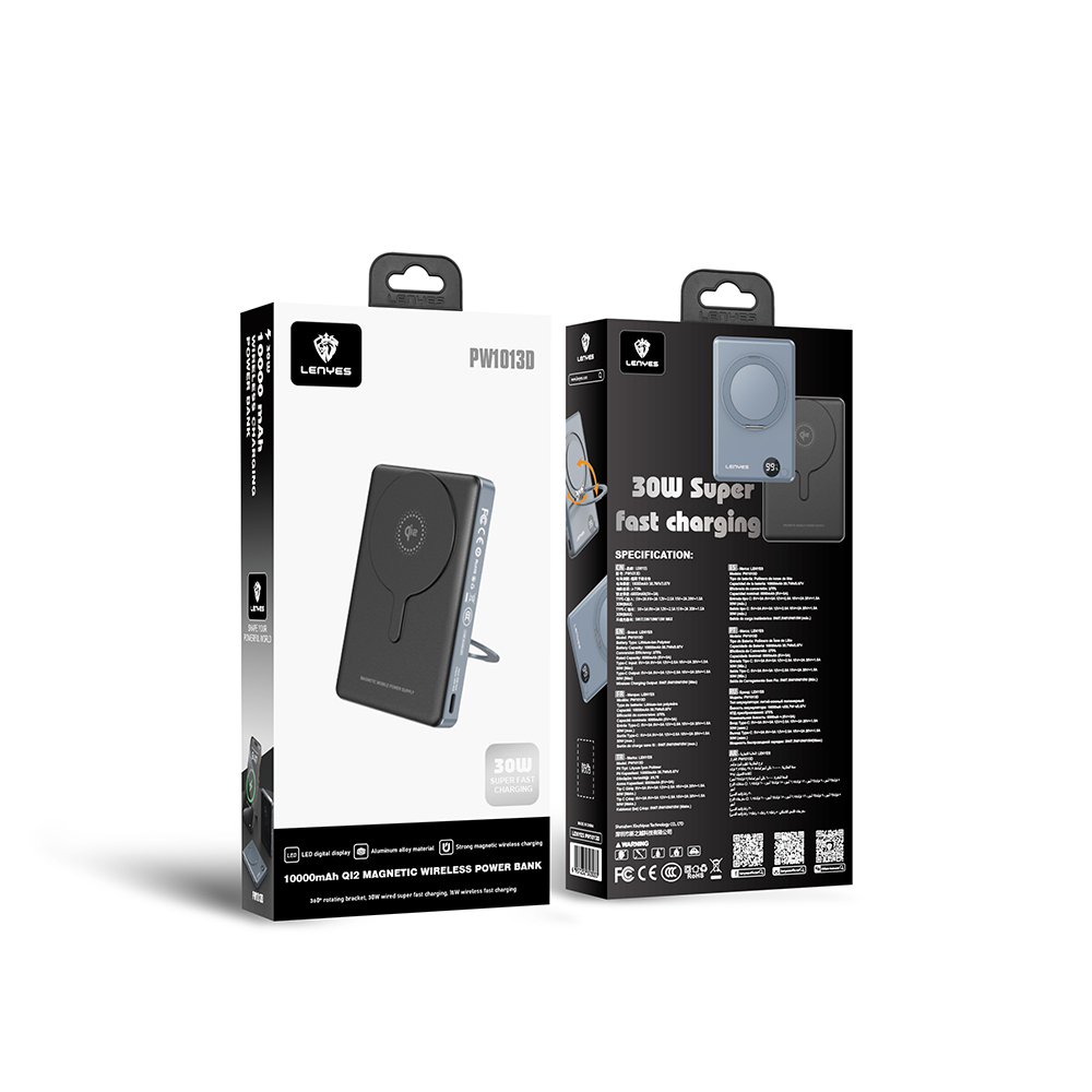 Lenyes PW1013D PD 30W Dijital LED Göstergeli Qi2 Teknolojili Standlı Kablosuz Şarj Özellikli Wireless Powerbank 15W 10000mAh - 7