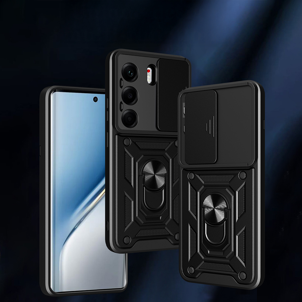 Tecno Camon 40 Pro Uyumlu 4G Kılıf Magnetik Standlı Kamera Korumalı Zore Sürgülü Vega Kapak - 1