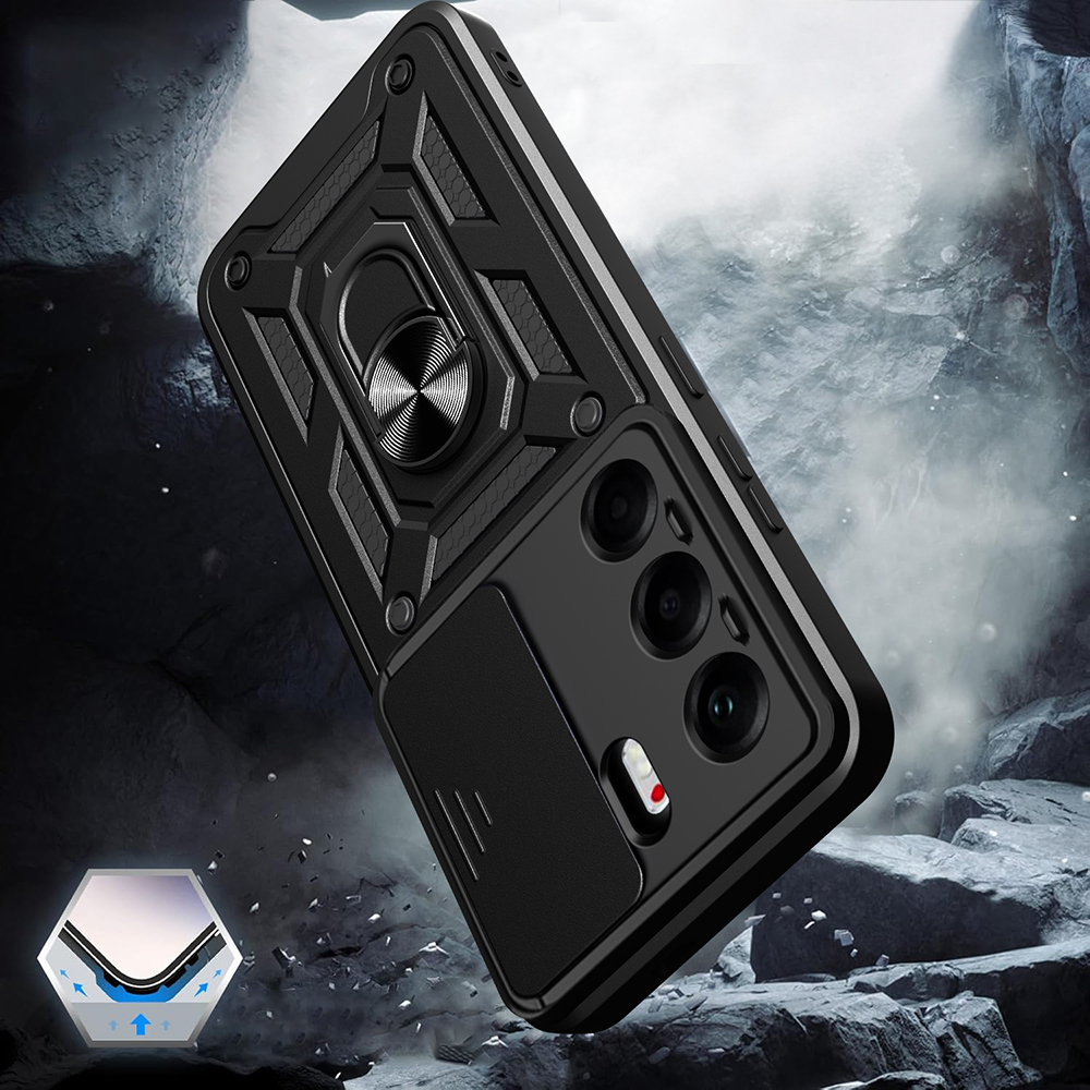Tecno Camon 40 Pro Uyumlu 4G Kılıf Magnetik Standlı Kamera Korumalı Zore Sürgülü Vega Kapak - 5