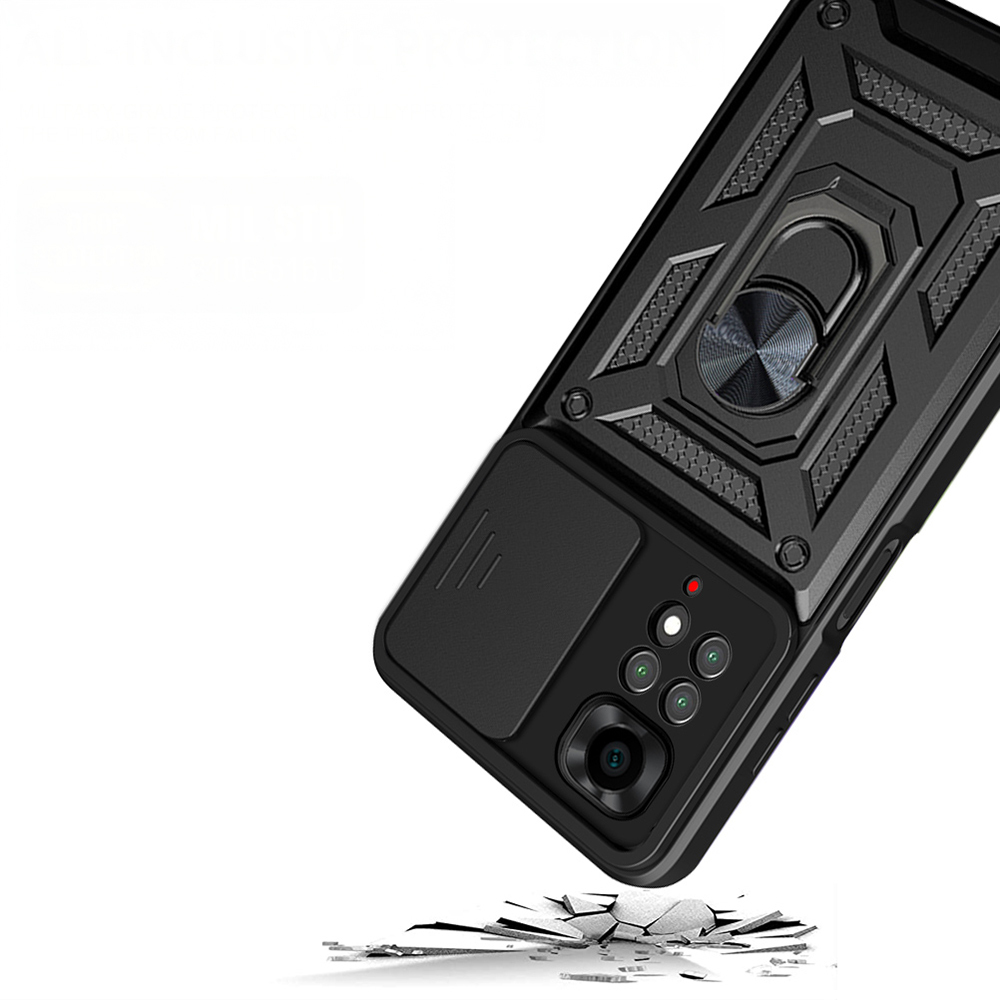 Xiaomi Redmi Note 11S Global Uyumlu Kılıf Magnetik Standlı Kamera Korumalı Zore Sürgülü Vega Kapak - 1