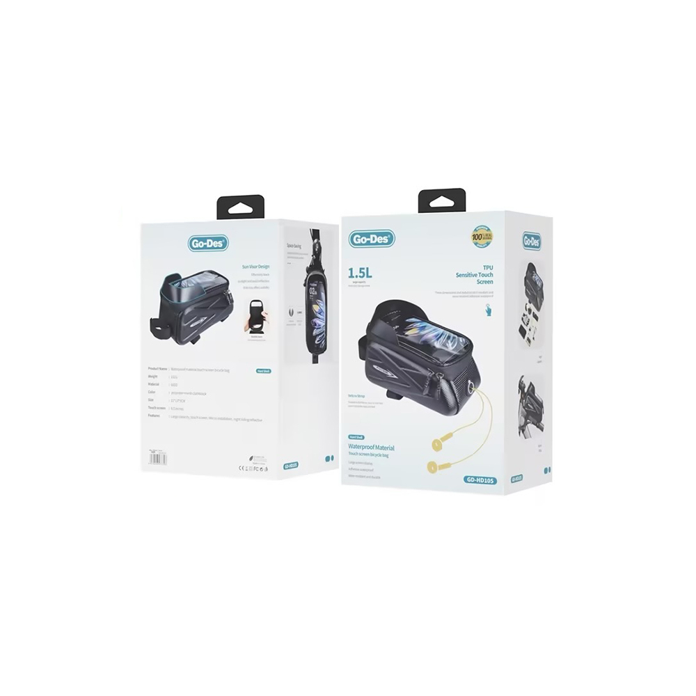 Go Des GD-HD105 Telefonluklu Su Geçirmez Bisiklet Çantası 1.5 Litre - 5