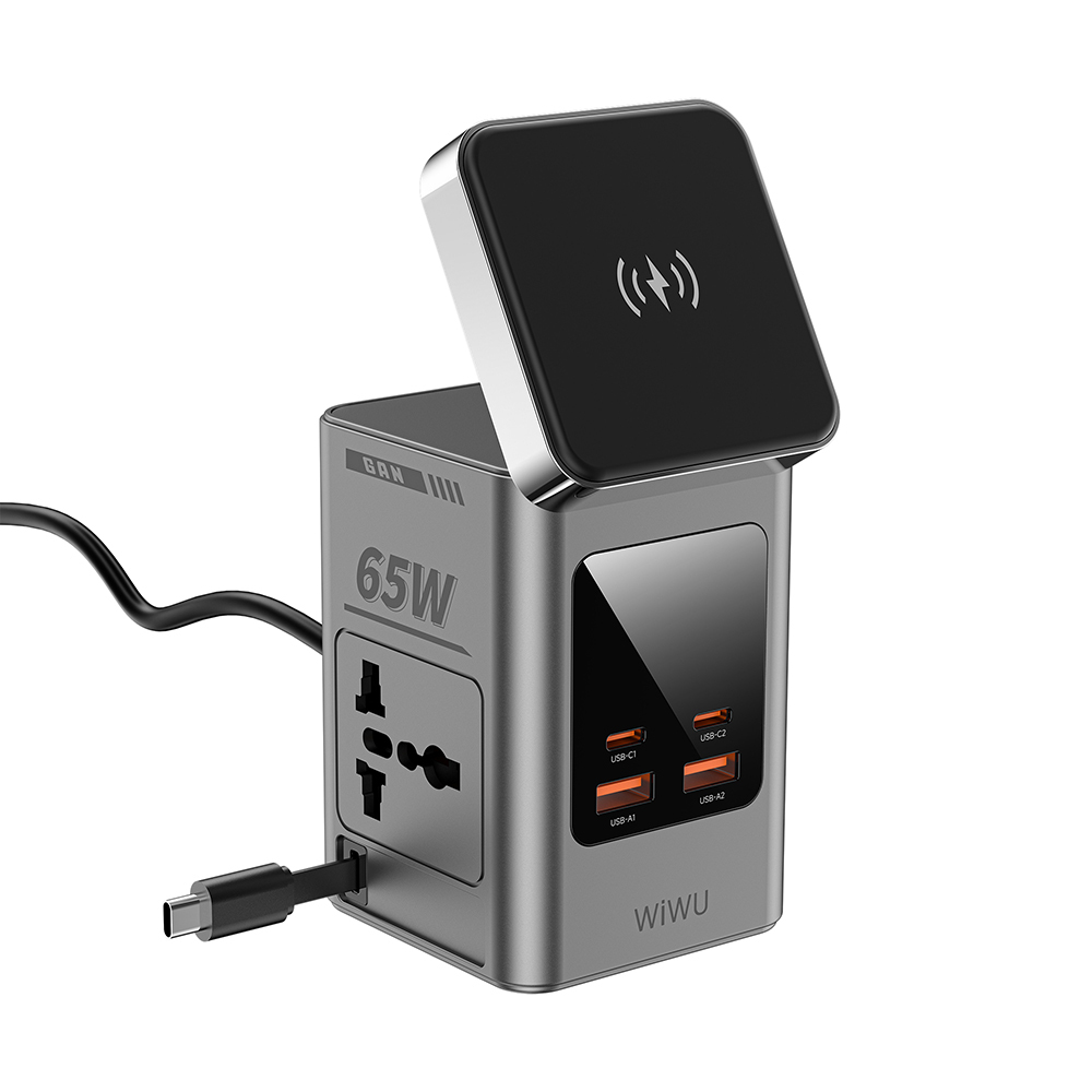 Wiwu Wi-W040 Telefon & Akıllı Saat & Kulaklık İçin GaN 65W 8in1 Şarj İstasyonu - 1