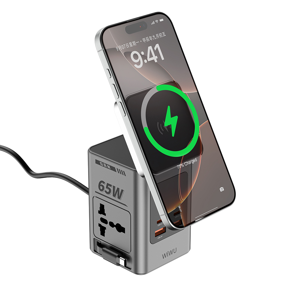 Wiwu Wi-W040 Telefon & Akıllı Saat & Kulaklık İçin GaN 65W 8in1 Şarj İstasyonu - 5