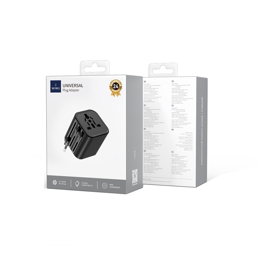 Wiwu Wi-UA005 Çoklu Universal TR/US/UK/AUS/EU Uyumlu Seyahat Şarj Adaptörü 2500W - 10