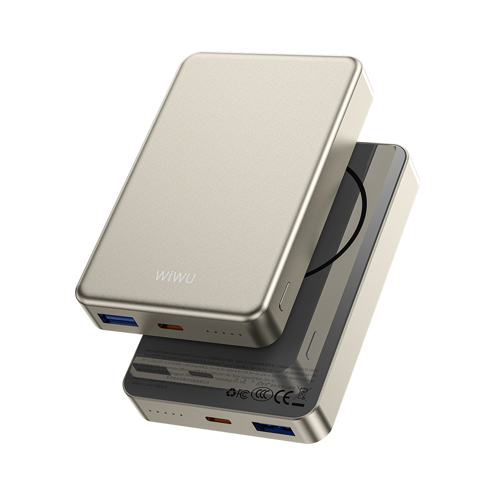 Wiwu P15-1 LED Işık Göstergeli Ultra İnce PD 20W Kablosuz Powerbank 10000mAh 15W - 4