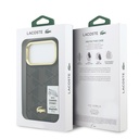 Apple iPhone 17 Pro Uyumlu Kılıf Lacoste Orjinal Lisanslı M-safe Şarj Özellikli Standlı PU Deri Karışık Monogram Desenli Kapak - 7