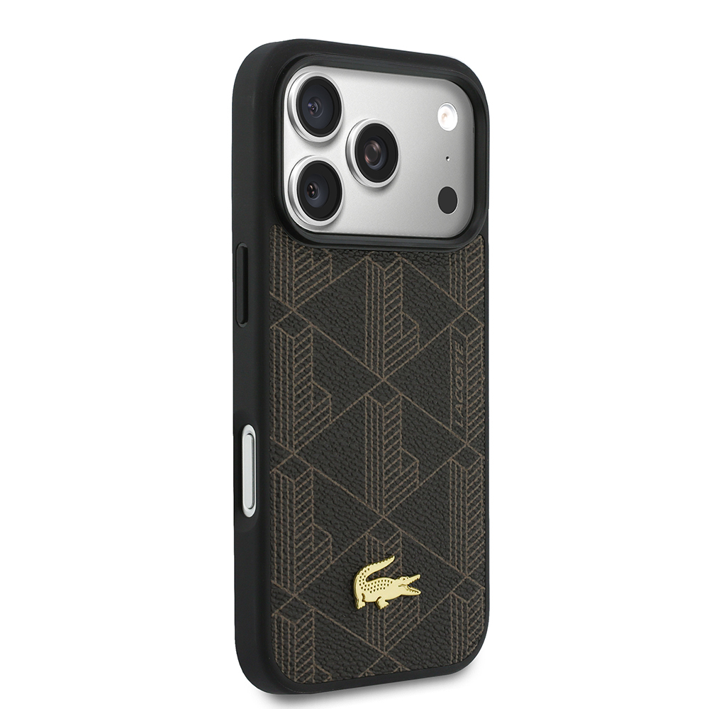Apple iPhone 17 Pro Max Uyumlu Kılıf Lacoste Orjinal Lisanslı M-safe Şarj Özellikli PU Deri Tasarımlı Kartlıklı Karışık Monogram Desenli Kapak - 2