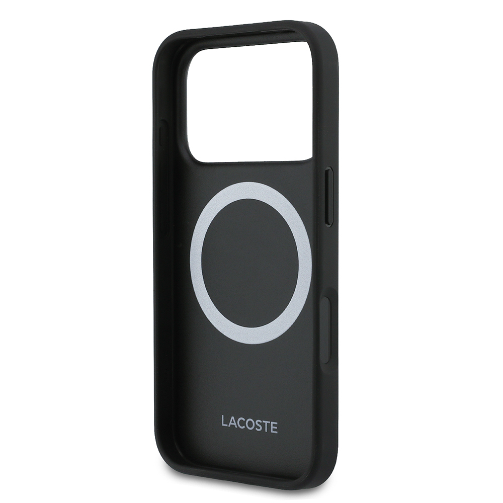 Apple iPhone 17 Pro Max Uyumlu Kılıf Lacoste Orjinal Lisanslı M-safe Şarj Özellikli PU Deri Tasarımlı Kartlıklı Karışık Monogram Desenli Kapak - 5