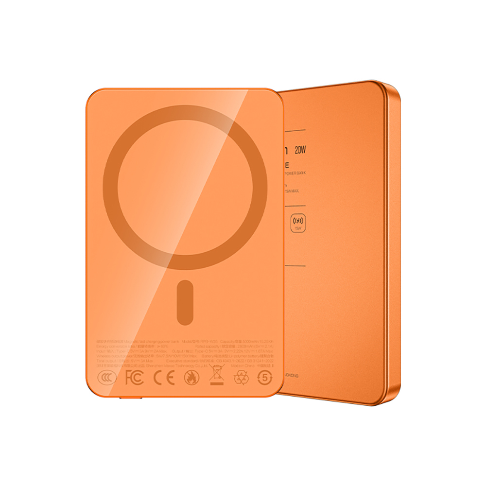 Recci RPB-W35 Ultra İnce PD 20W Hızlı Şarj Özellikli Wireless Powerbank 15W 5000mAh - 3