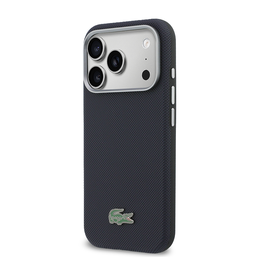 Apple iPhone 17 Pro Uyumlu Kılıf Lacoste Orjinal Lisanslı M-Safe Şarj Özellikli PVC Yarı Pike Desenli Arka Yüzey İkonik Timsah Dokuma Logolu Kapak - 1