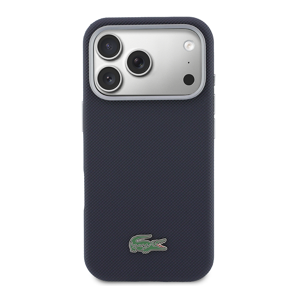 Apple iPhone 17 Pro Uyumlu Kılıf Lacoste Orjinal Lisanslı M-Safe Şarj Özellikli PVC Yarı Pike Desenli Arka Yüzey İkonik Timsah Dokuma Logolu Kapak - 2