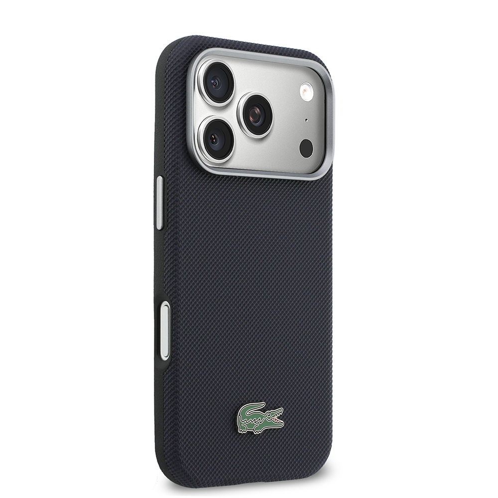 Apple iPhone 17 Pro Uyumlu Kılıf Lacoste Orjinal Lisanslı M-Safe Şarj Özellikli PVC Yarı Pike Desenli Arka Yüzey İkonik Timsah Dokuma Logolu Kapak - 3