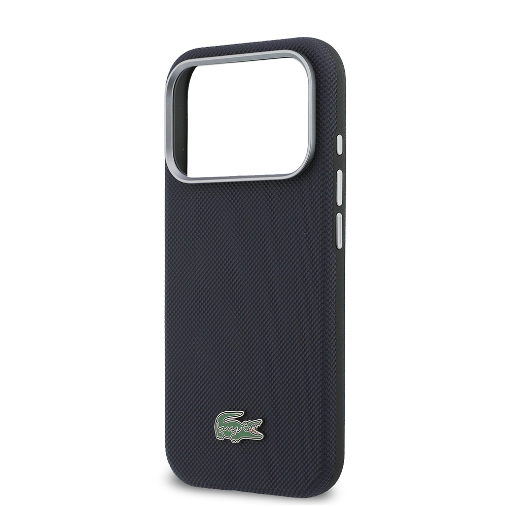 Apple iPhone 17 Pro Uyumlu Kılıf Lacoste Orjinal Lisanslı M-Safe Şarj Özellikli PVC Yarı Pike Desenli Arka Yüzey İkonik Timsah Dokuma Logolu Kapak - 5