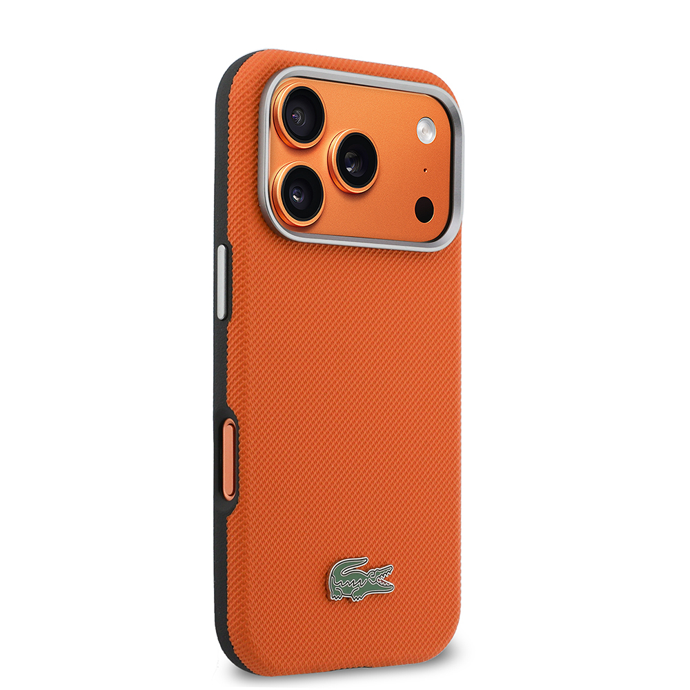 Apple iPhone 17 Pro Uyumlu Kılıf Lacoste Orjinal Lisanslı M-Safe Şarj Özellikli PVC Yarı Pike Desenli Arka Yüzey İkonik Timsah Dokuma Logolu Kapak - 3