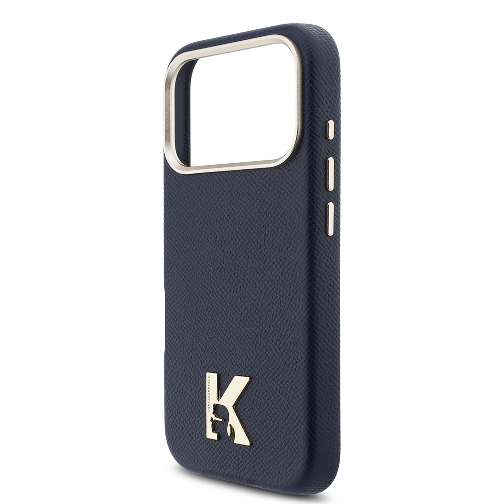 Apple iPhone 17 Pro Max Uyumlu Kılıf Karl Lagerfeld Orjinal Lisanslı M-safe Şarj Özellikli Gold Kamera Çerçeveli KHEAD Metal Logolu PU Deri Kapak - 5