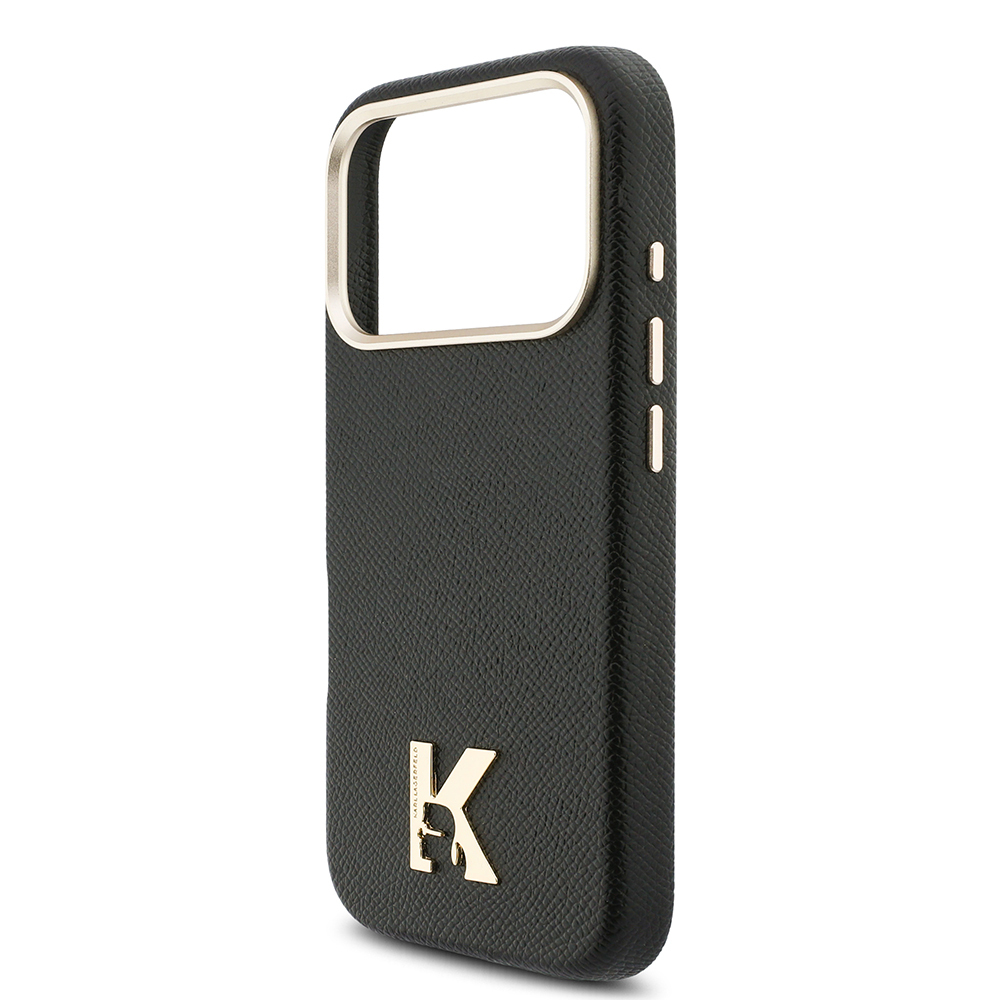 Apple iPhone 17 Pro Max Uyumlu Kılıf Karl Lagerfeld Orjinal Lisanslı M-safe Şarj Özellikli Gold Kamera Çerçeveli KHEAD Metal Logolu PU Deri Kapak - 5