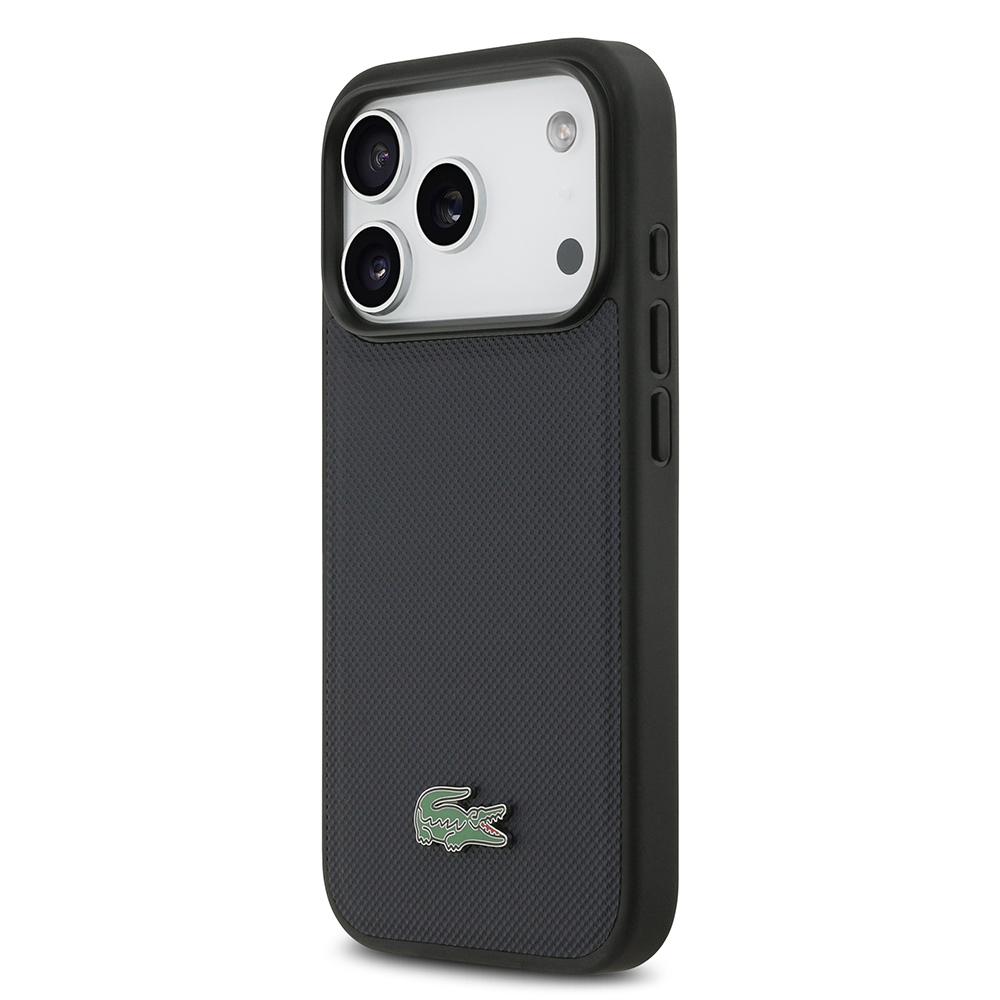 Apple iPhone 17 Pro Uyumlu Kılıf Lacoste Orjinal Lisanslı M-safe Şarj Özellikli PU Pike Desenli Metal Logolu Kapak - 1