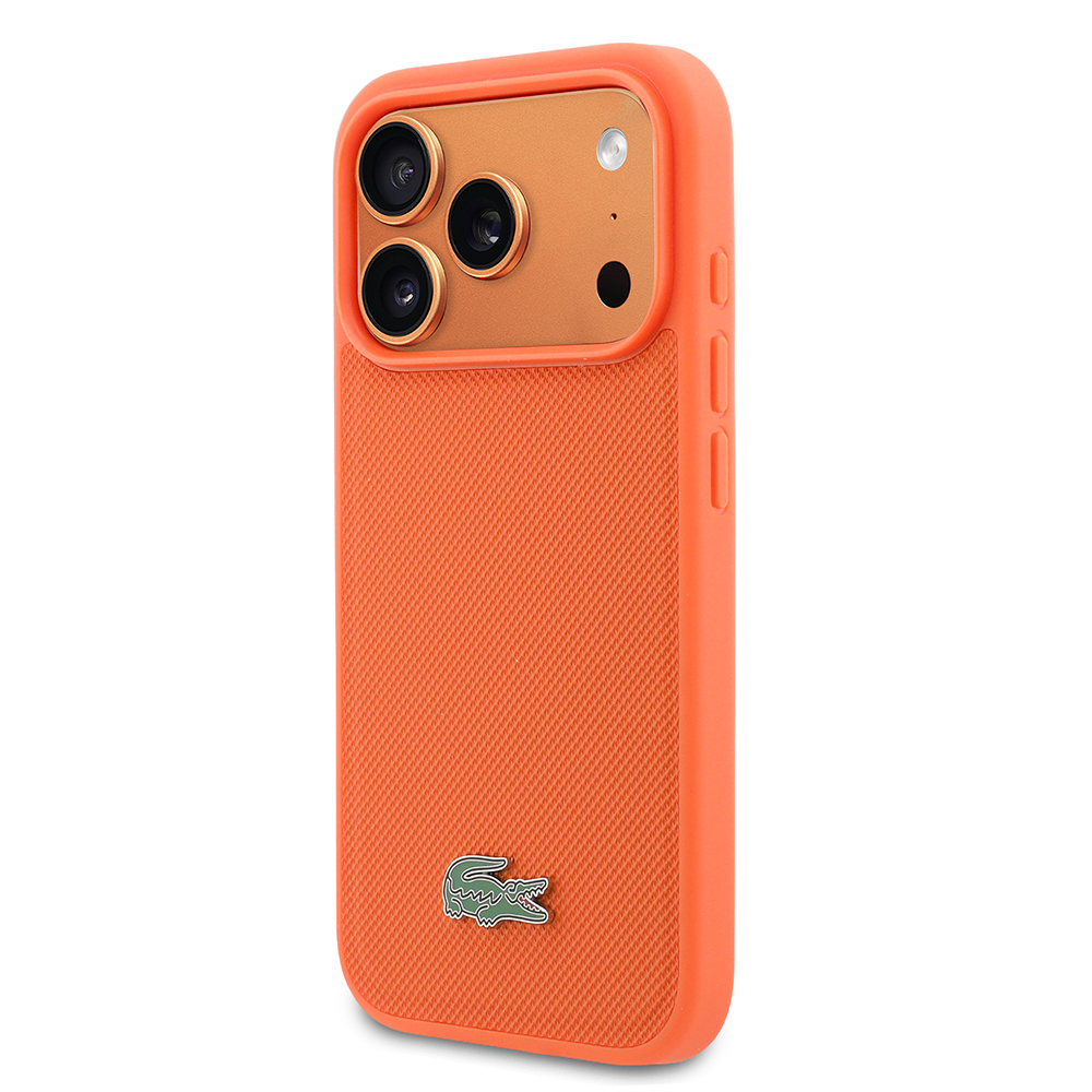 Apple iPhone 17 Pro Uyumlu Kılıf Lacoste Orjinal Lisanslı M-safe Şarj Özellikli PU Pike Desenli Metal Logolu Kapak - 1