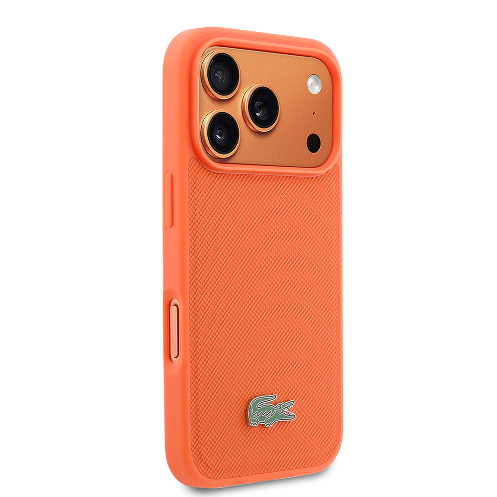 Apple iPhone 17 Pro Uyumlu Kılıf Lacoste Orjinal Lisanslı M-safe Şarj Özellikli PU Pike Desenli Metal Logolu Kapak - 3
