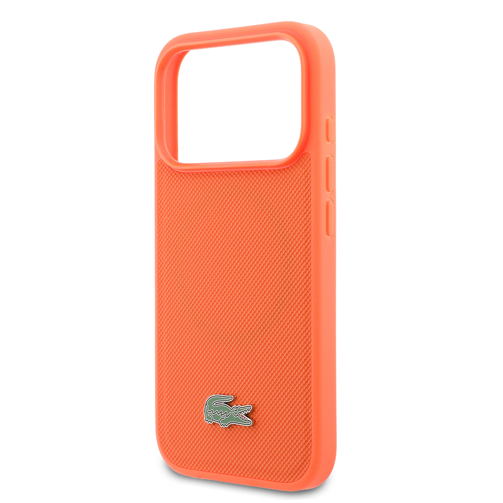 Apple iPhone 17 Pro Uyumlu Kılıf Lacoste Orjinal Lisanslı M-safe Şarj Özellikli PU Pike Desenli Metal Logolu Kapak - 5