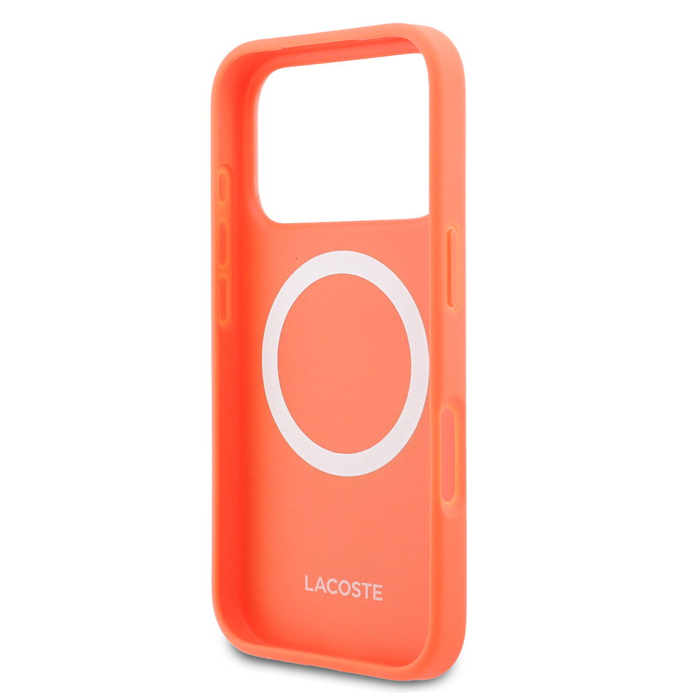 Apple iPhone 17 Pro Uyumlu Kılıf Lacoste Orjinal Lisanslı M-safe Şarj Özellikli PU Pike Desenli Metal Logolu Kapak - 6