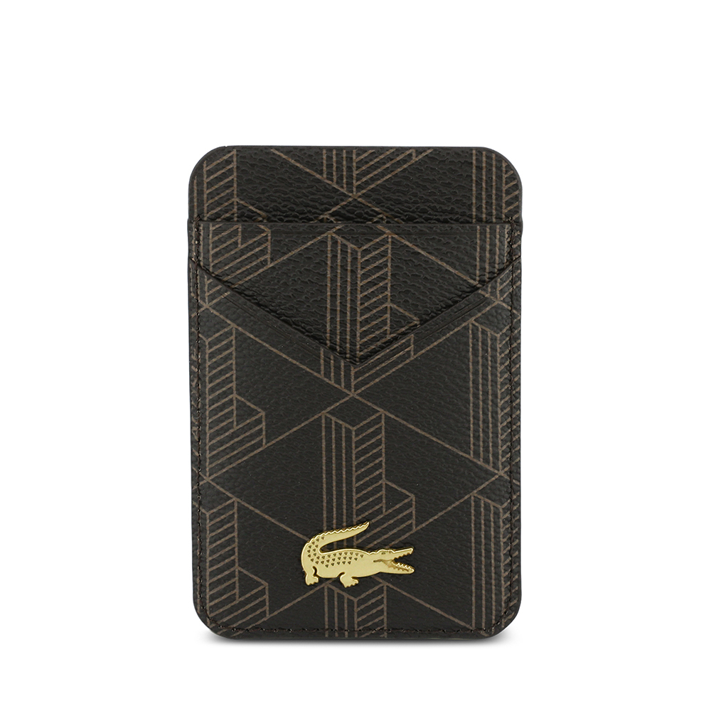 Lacoste Orjinal Lisanslı 2 Hazneli PVC Karışık Monogram Desenli Magnetik Kartlık - 1
