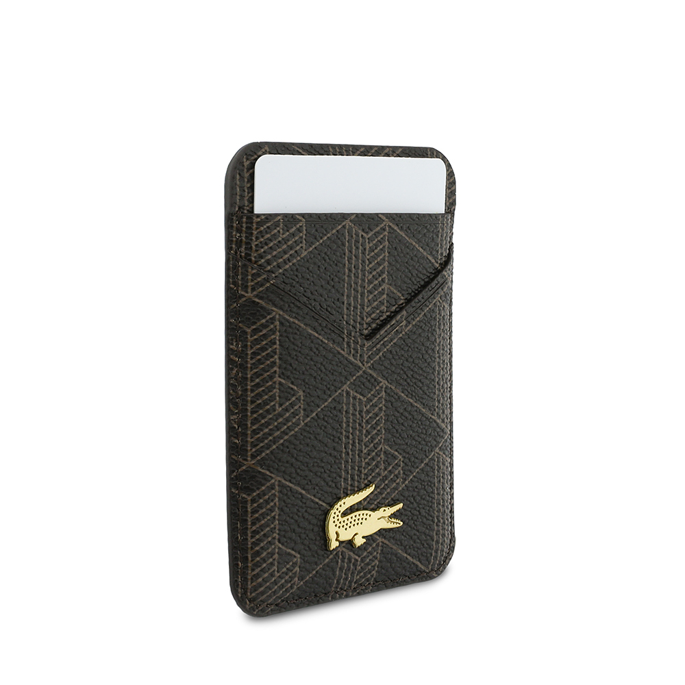 Lacoste Orjinal Lisanslı 2 Hazneli PVC Karışık Monogram Desenli Magnetik Kartlık - 2