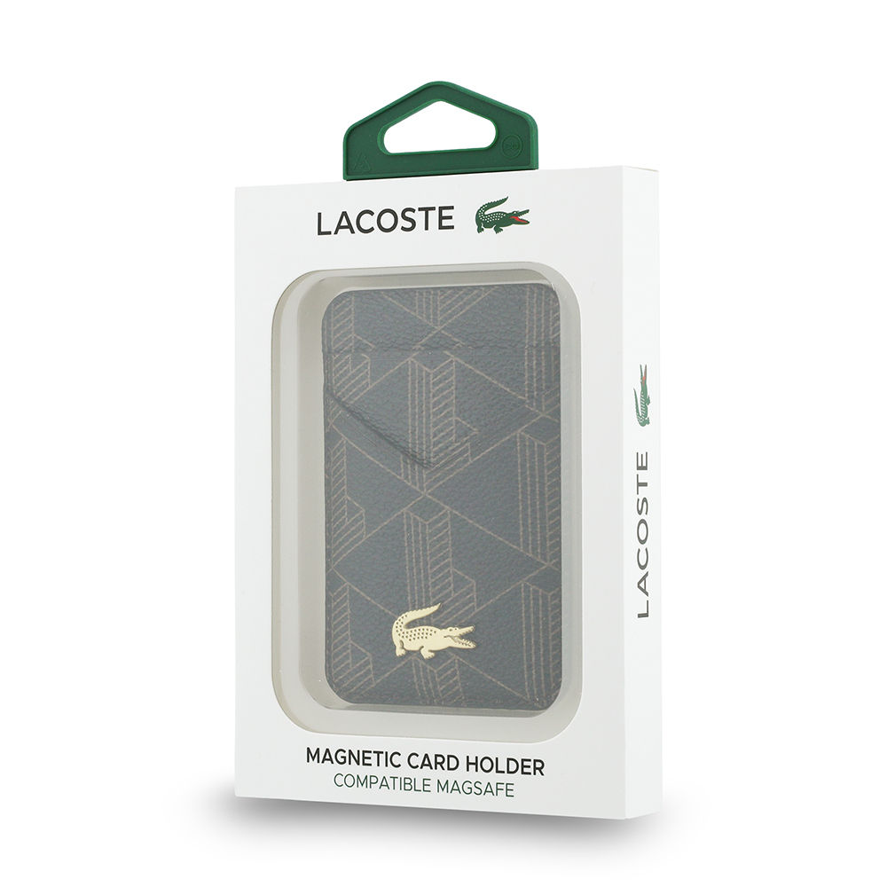 Lacoste Orjinal Lisanslı 2 Hazneli PVC Karışık Monogram Desenli Magnetik Kartlık - 4