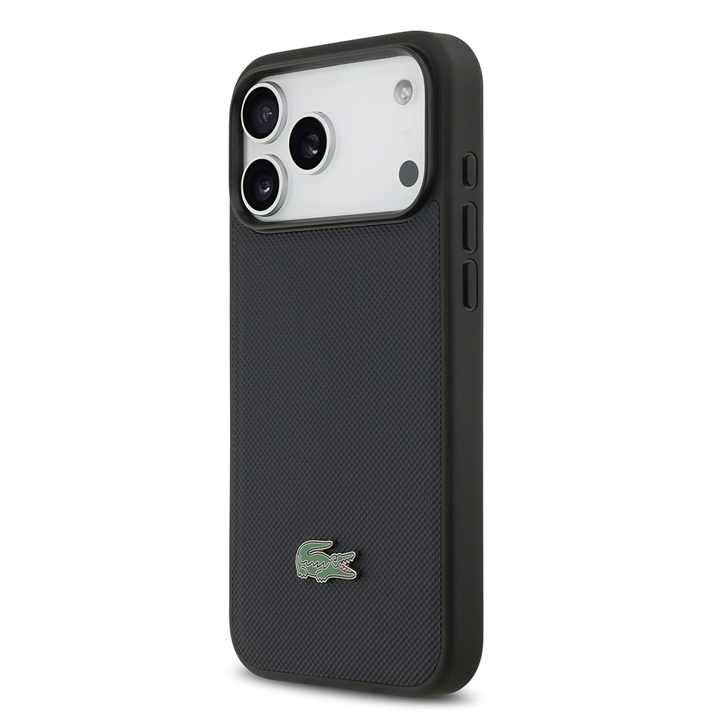 Apple iPhone 17 Pro Max Uyumlu Kılıf Lacoste Orjinal Lisanslı M-safe Şarj Özellikli PU Pike Desenli Metal Logolu Kapak - 1