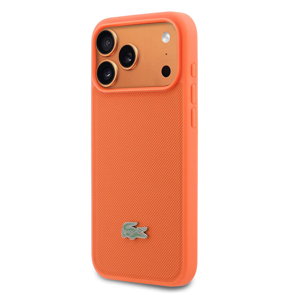 Apple iPhone 17 Pro Max Uyumlu Kılıf Lacoste Orjinal Lisanslı M-safe Şarj Özellikli PU Pike Desenli Metal Logolu Kapak - 1