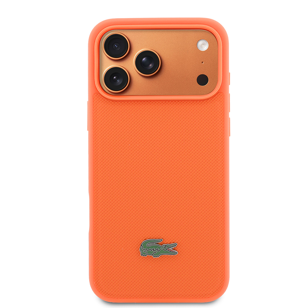 Apple iPhone 17 Pro Max Uyumlu Kılıf Lacoste Orjinal Lisanslı M-safe Şarj Özellikli PU Pike Desenli Metal Logolu Kapak - 2
