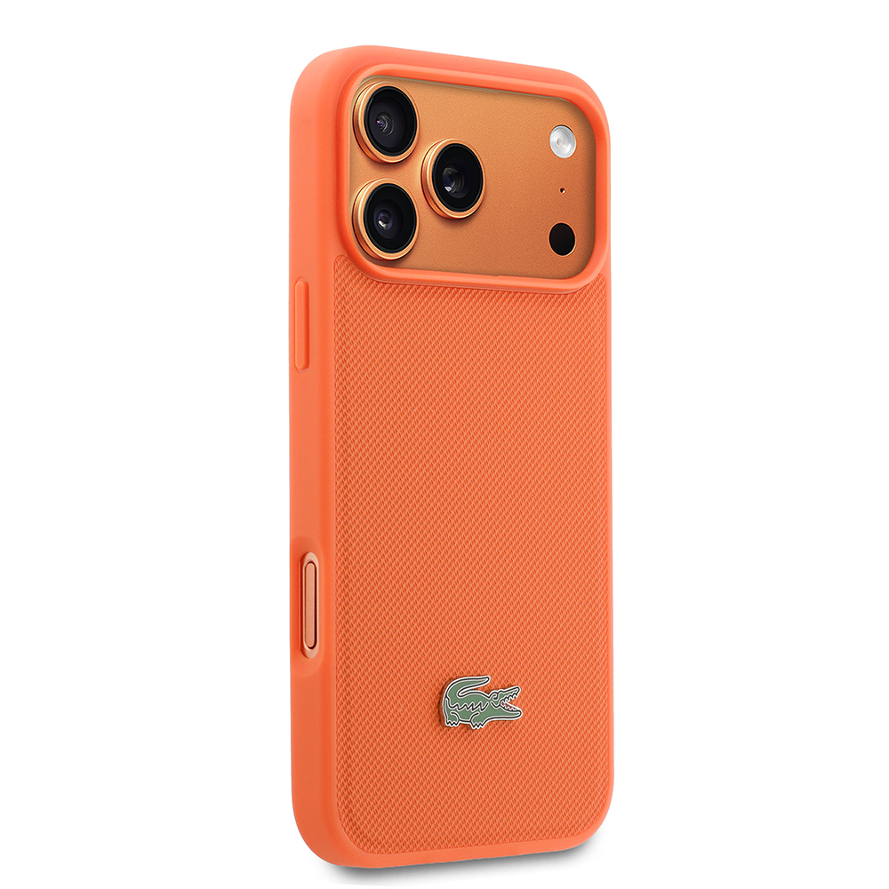 Apple iPhone 17 Pro Max Uyumlu Kılıf Lacoste Orjinal Lisanslı M-safe Şarj Özellikli PU Pike Desenli Metal Logolu Kapak - 3