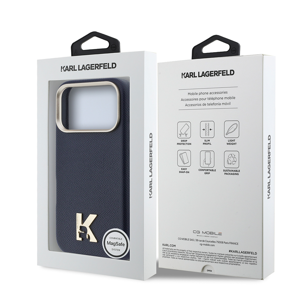 Apple iPhone 17 Pro Uyumlu Kılıf Karl Lagerfeld Orjinal Lisanslı M-safe Şarj Özellikli Gold Kamera Çerçeveli KHEAD Metal Logolu PU Deri Kapak - 7